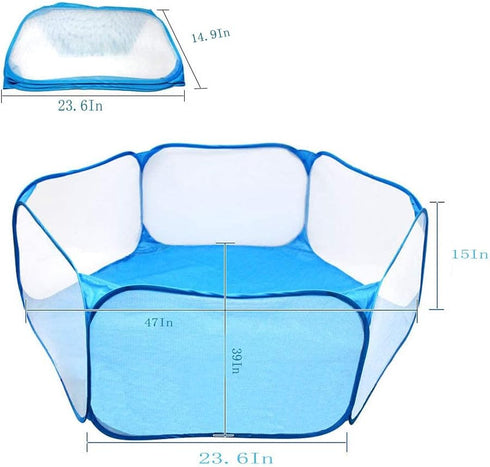 Hamster Foldable Exercise Playpen, Breathable and Transparent Pet Playpen, Indoor/Outdoor Cage Small Animal Fence for Syrian Hamster Rats Chinchil...